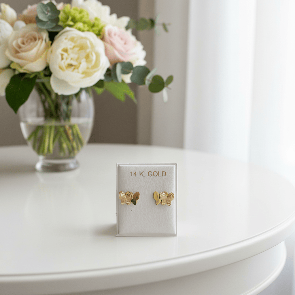 14k Solid Gold Flutter Earrings