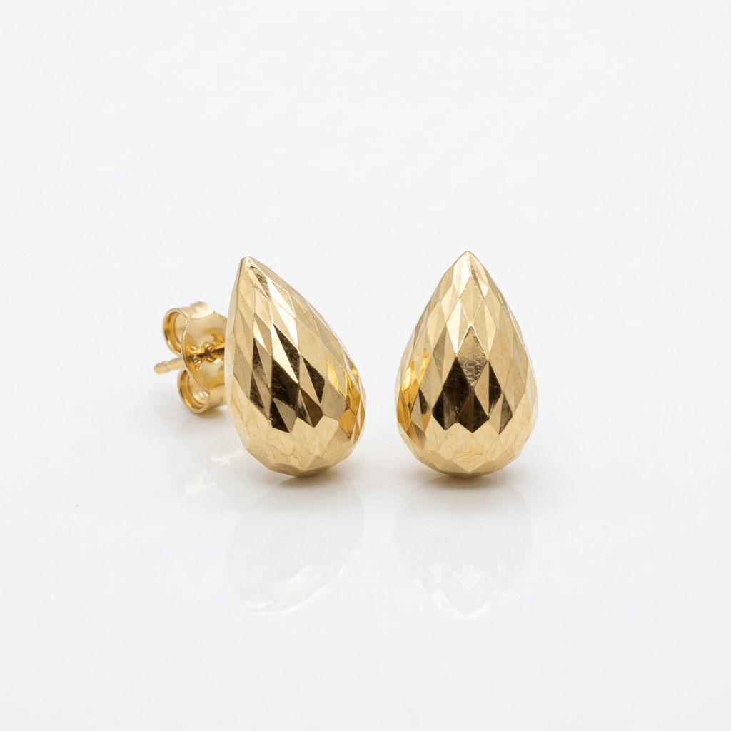 Gold Textured Nugget Earrings - CinloCo