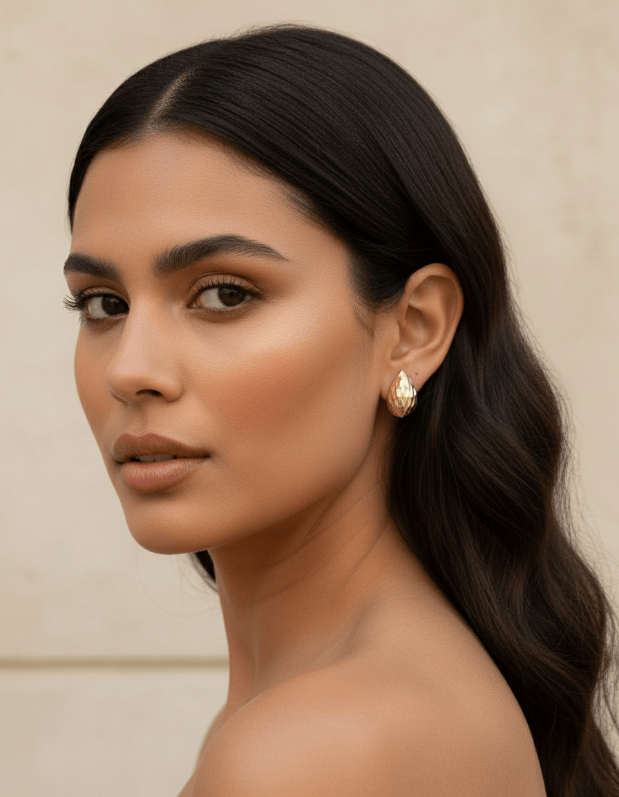 Gold Textured Nugget Earrings