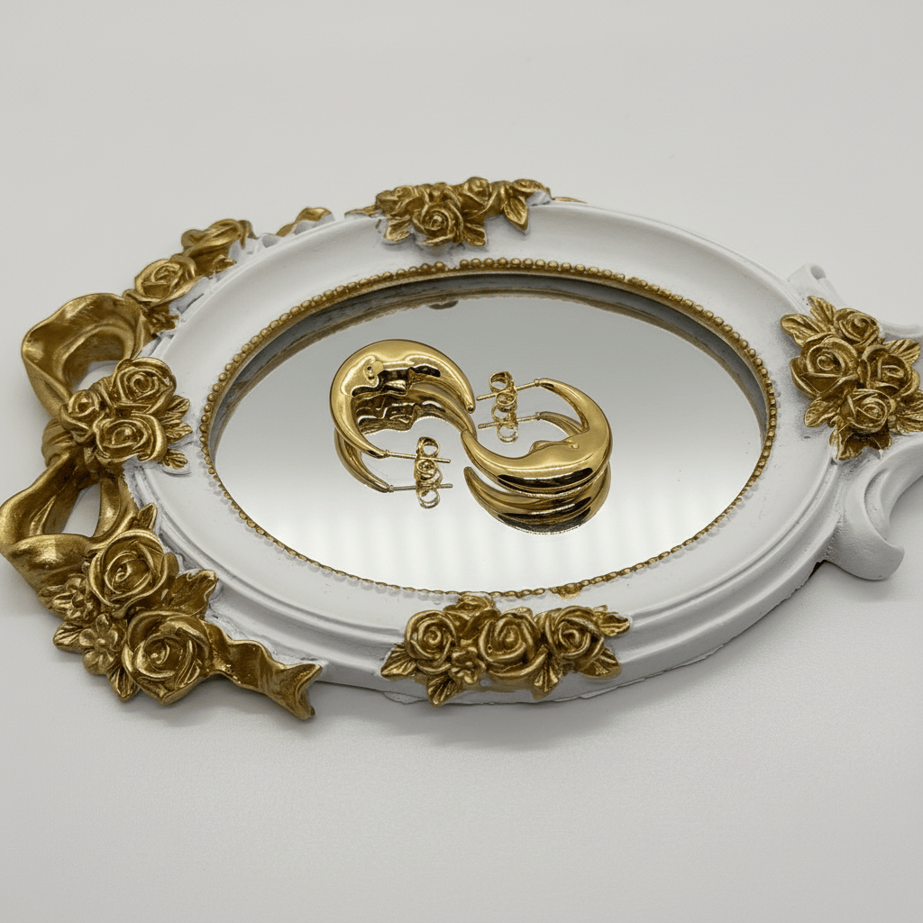 crescent gold hoop earrings