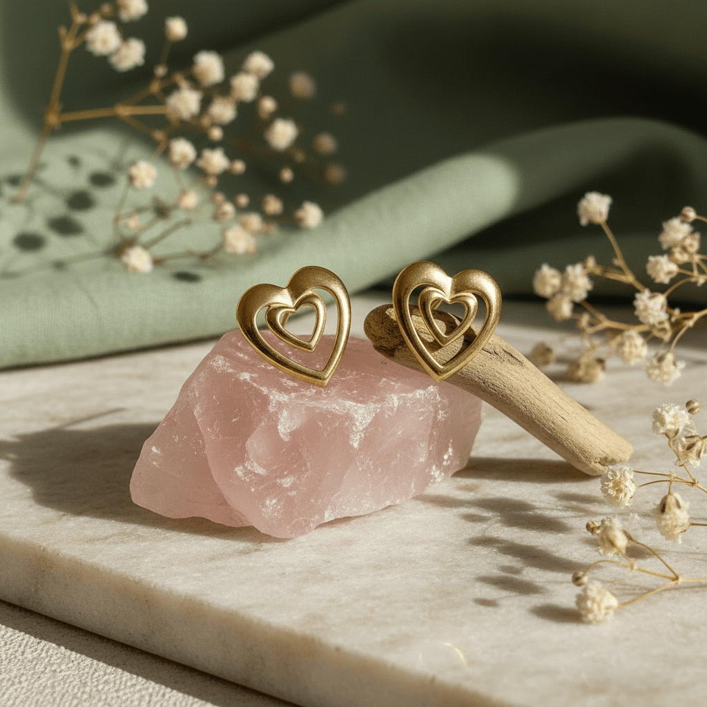 Blank Space Heart Studs Earrings