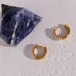Dainty Fresh Water Pearl Huggie Earrings - CinloCo