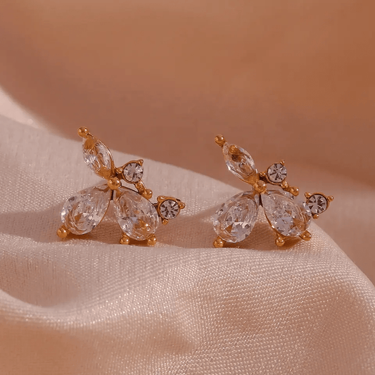 Flower Crystal Stud Earrings - CinloCo
