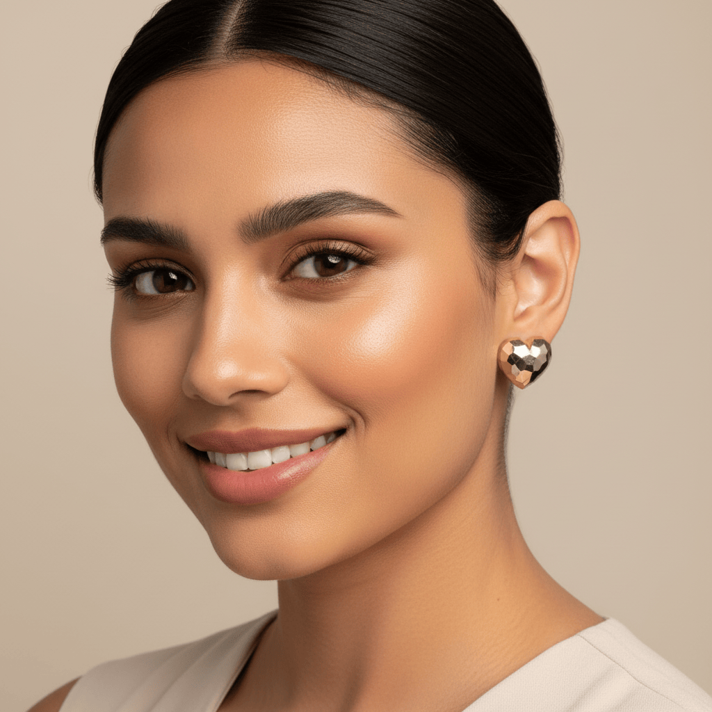 Cece Geometric Heart Earrings