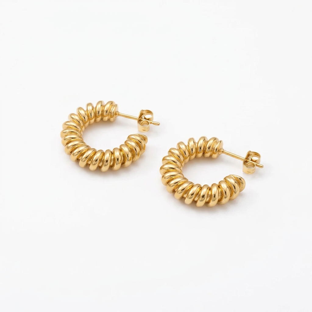 Swirl Gold Hoops - CinloCo