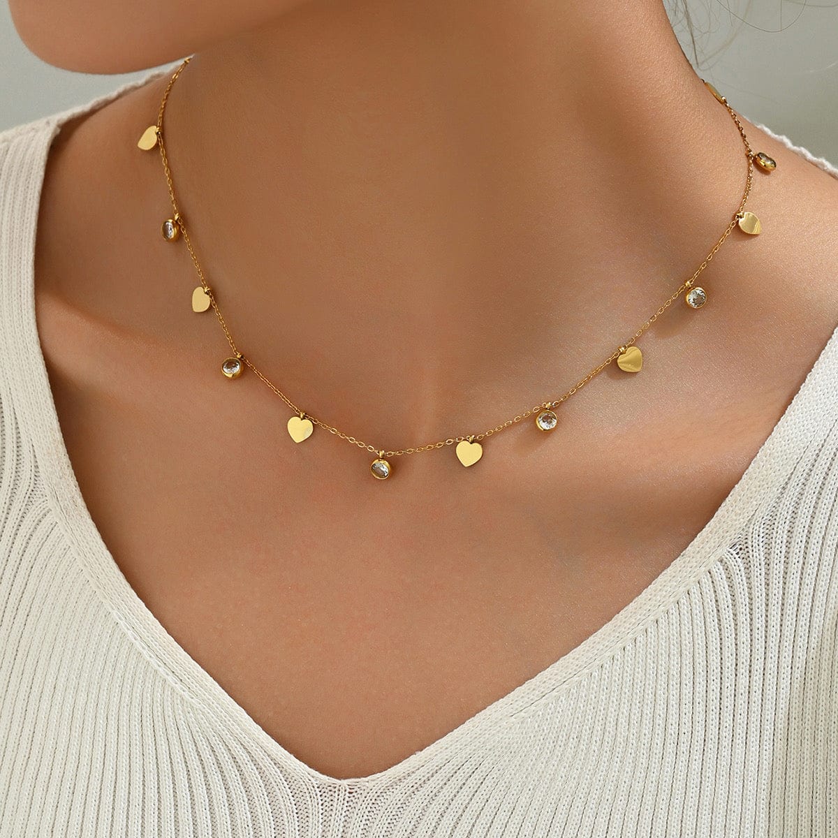 Hearts & Gems Charm Necklace - CinloCo
