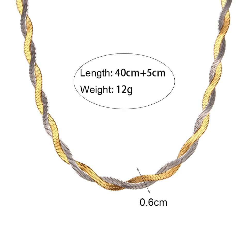 Dropshipping Tarnish Free Jewelry Twisted Snake Chain Choker Necklace PVD Gold Plated Stainless Steel NecklacePopular - CinloCo
