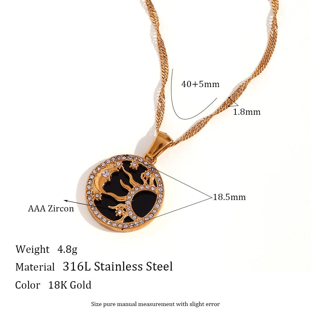 ARY D'PO • Sun, Moon & Stars Lariat Drop Necklace 18K Gold over St. Silver