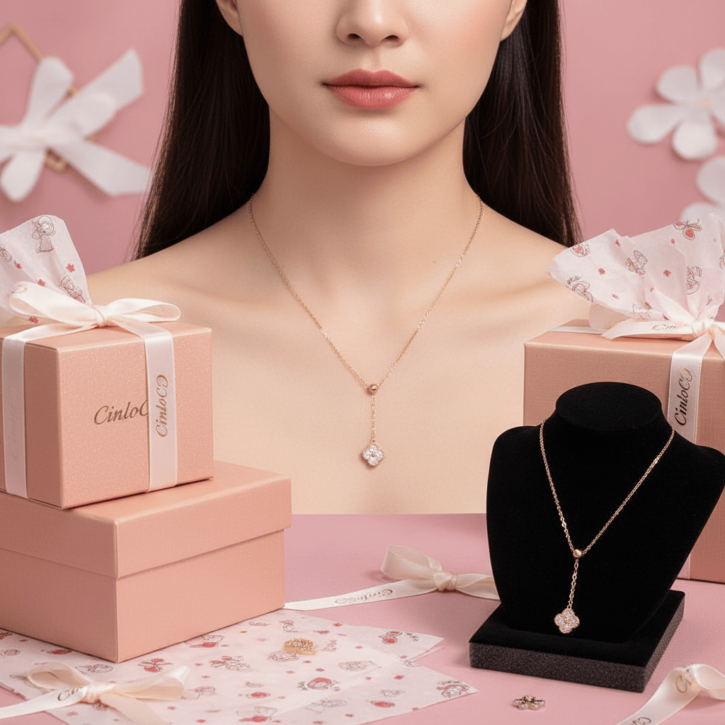 18k Solid Gold Clever Clover Necklace