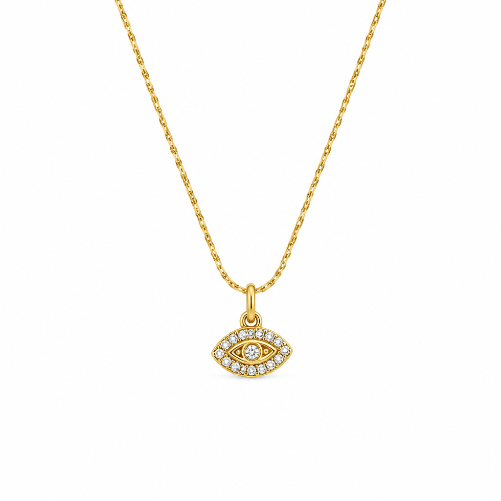 Mini Mal De Ojo Dainty Gold Necklace - CinloCo