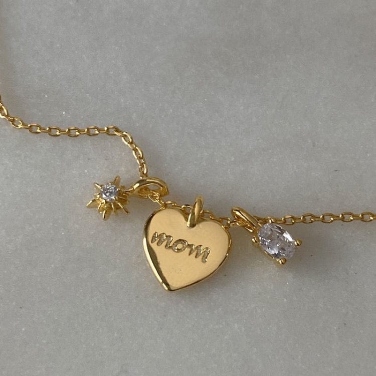 MOM Heart Dainty Gold Necklace