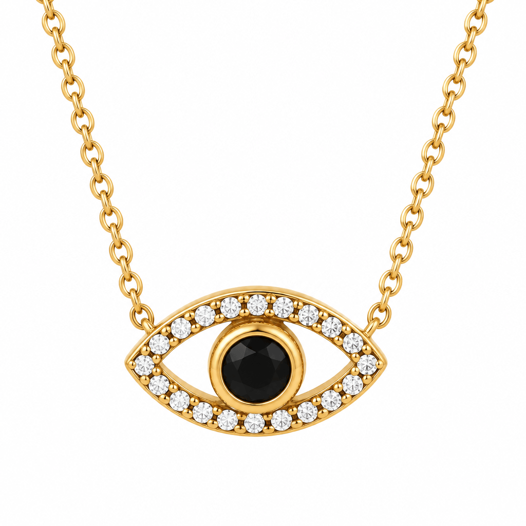 Hollow Out Shining Zircon Evil Eye Necklace - CinloCo