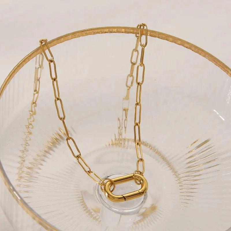 Sliding Charm Clasp Paperclip Necklaces