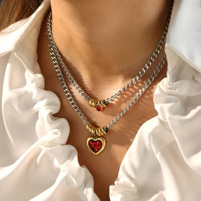Queen of Hearts Mix Metal Necklace