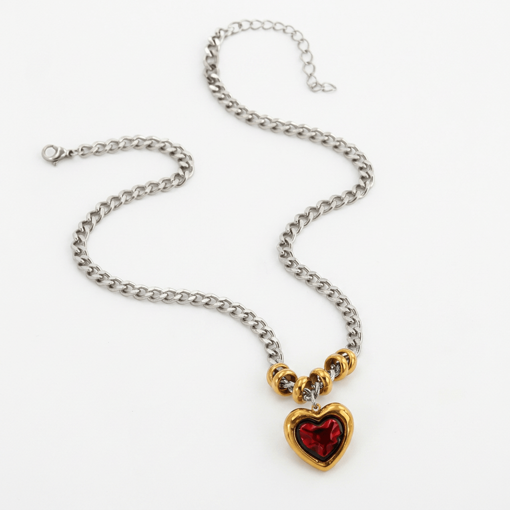 Queen of Hearts Mix Metal Necklace
