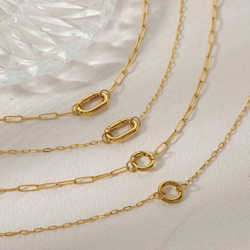 Sliding Charm Clasp Paperclip Necklaces