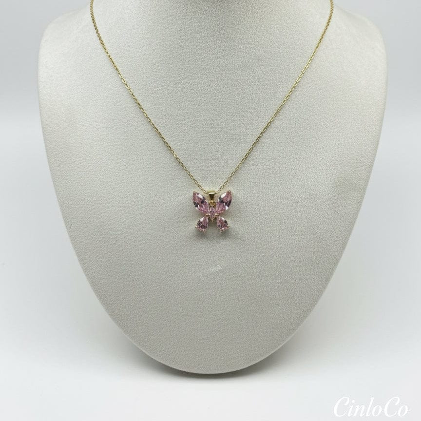 Sweet Pink Butterfly Necklace