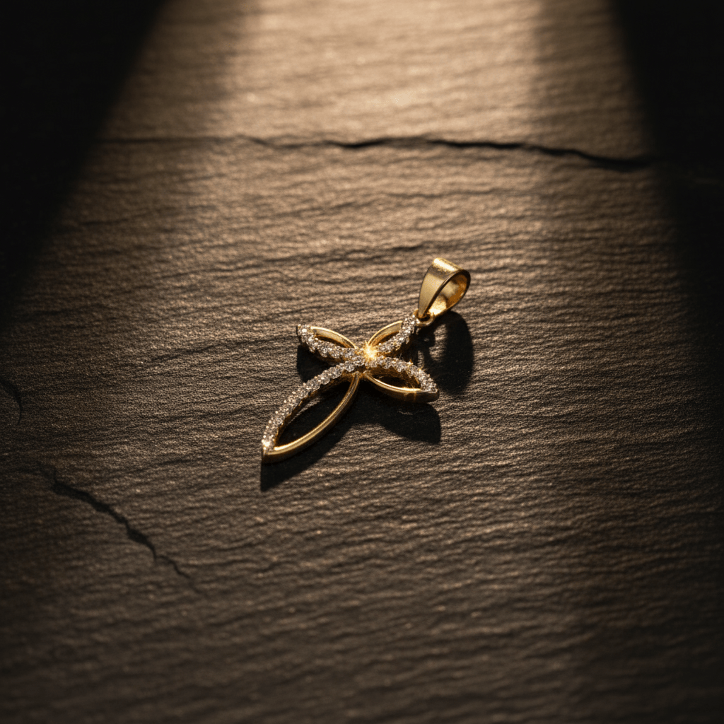 10k Crystal Cross Pendant