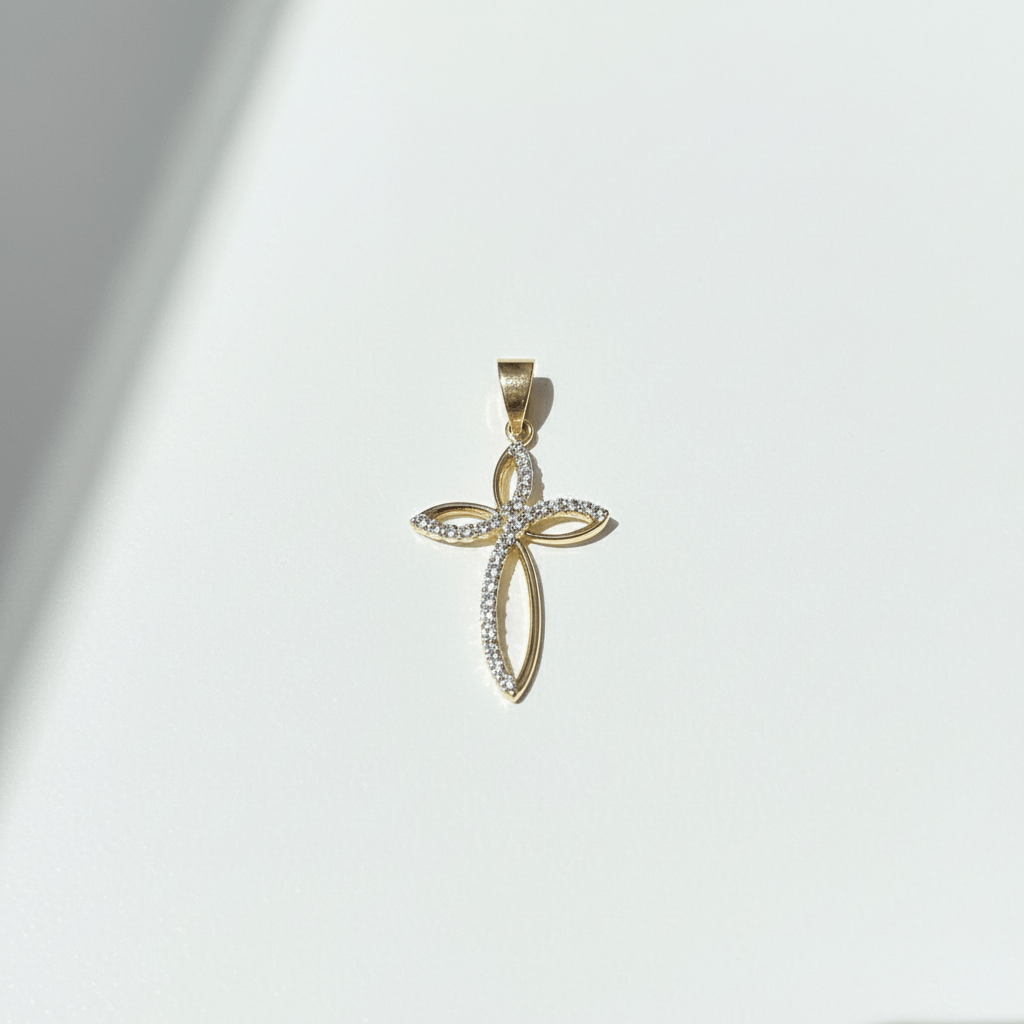 10k Crystal Cross Pendant
