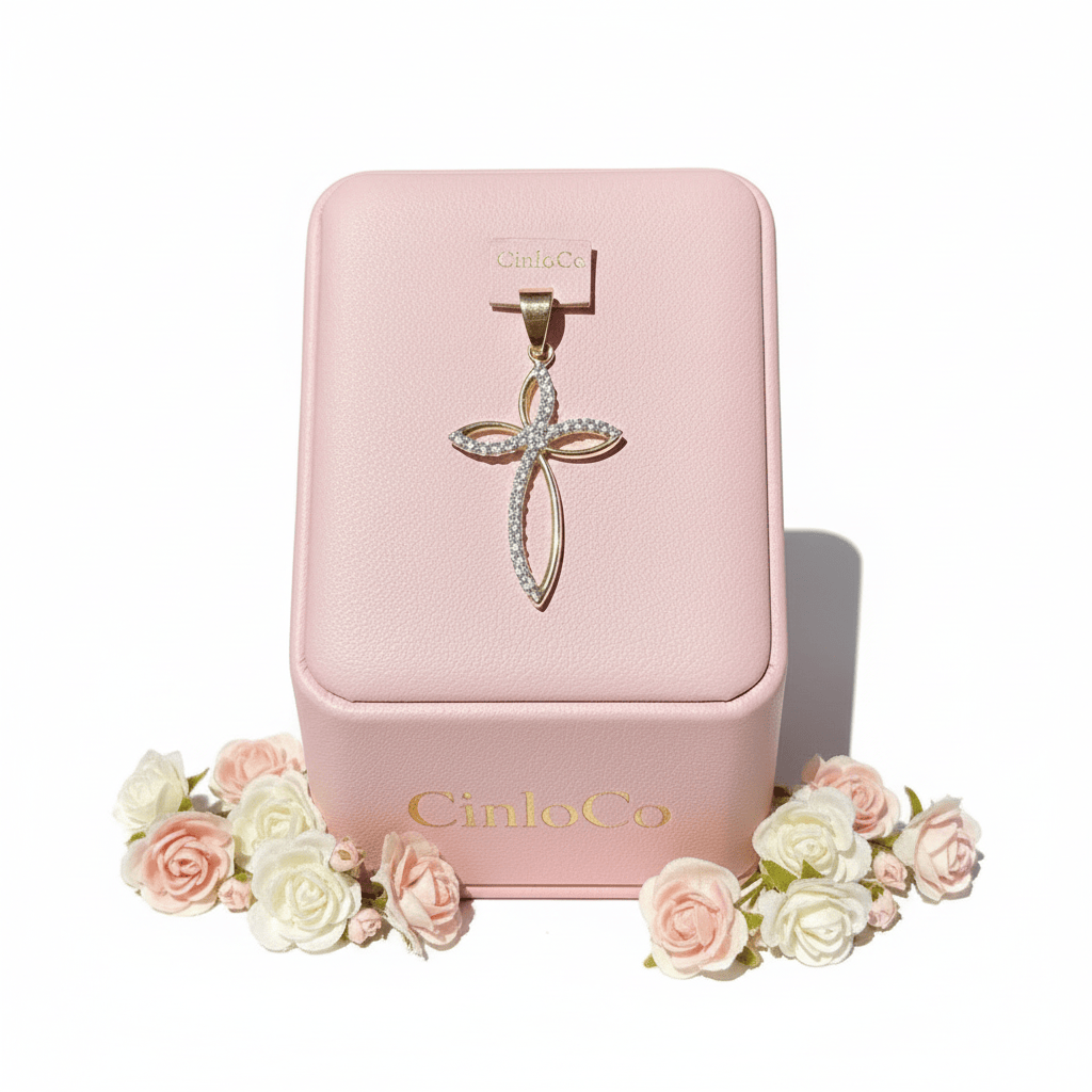 10k Crystal Cross Pendant