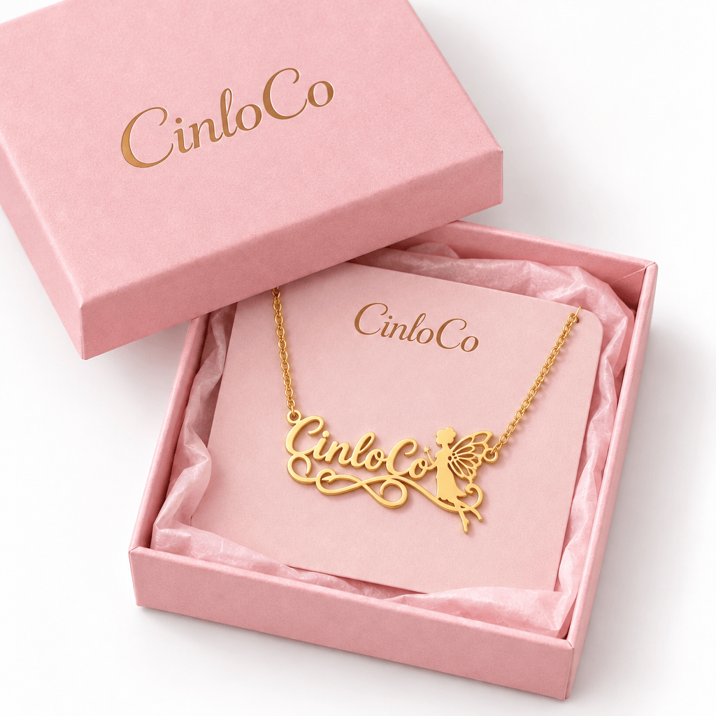 CinloCo Gold Fairy Name Necklace