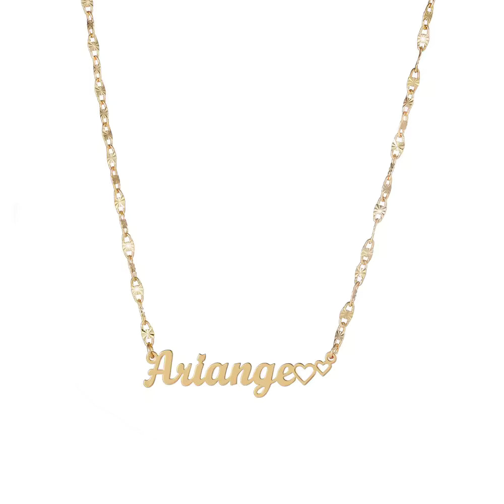 CinloCo Gold Heart Chain Name Necklace