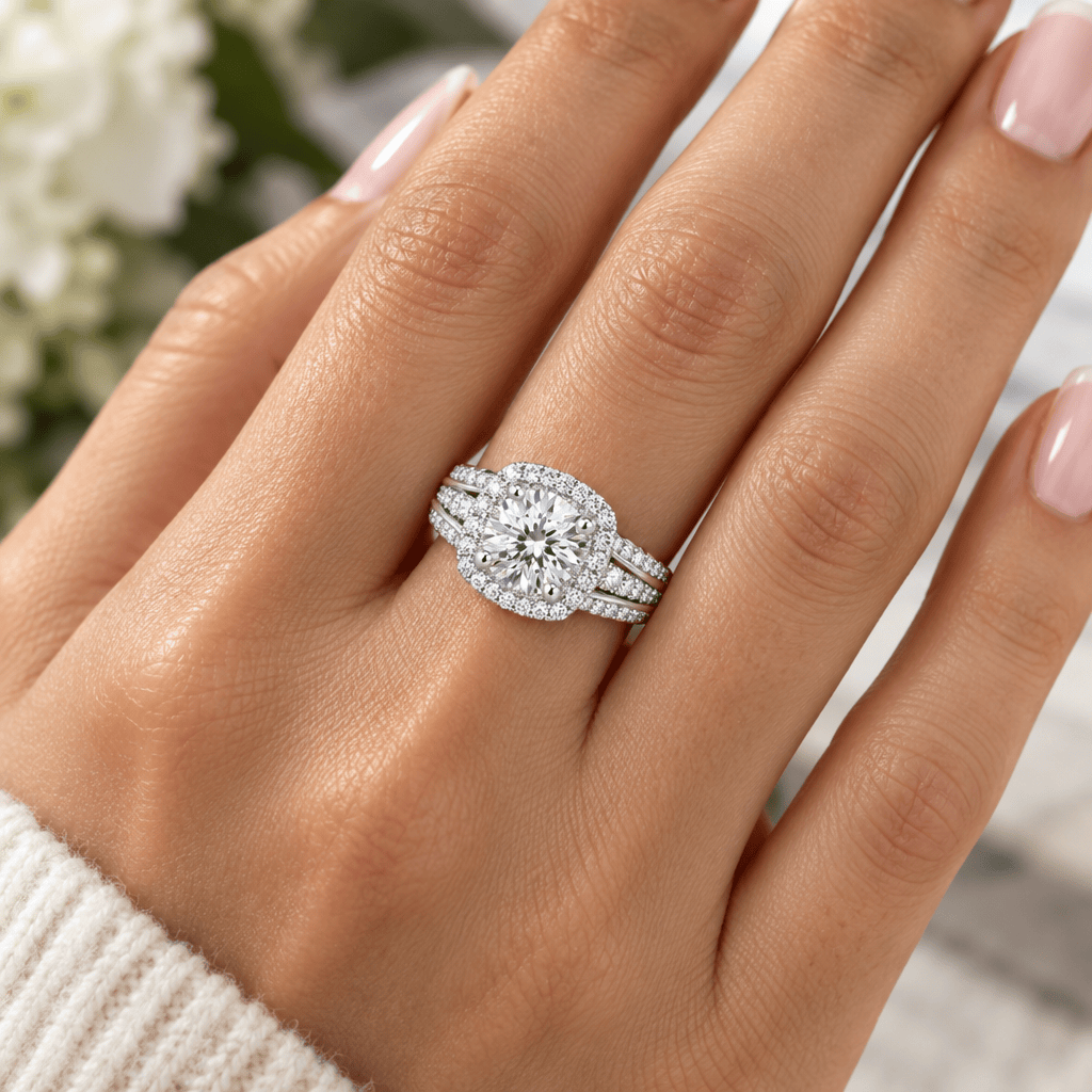 Cupids Halo Moissanite Ring