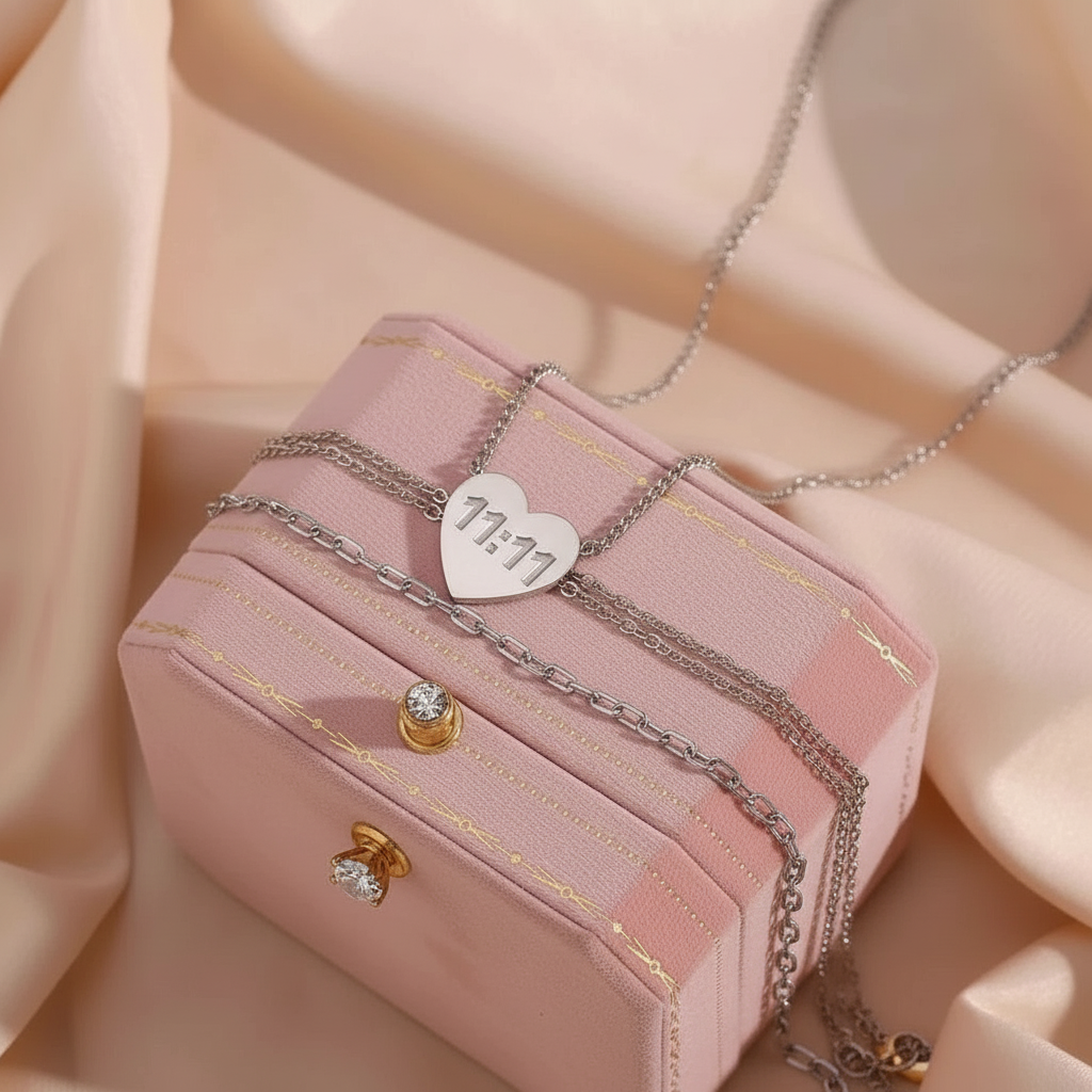 11:11 Heart Pendant Necklace