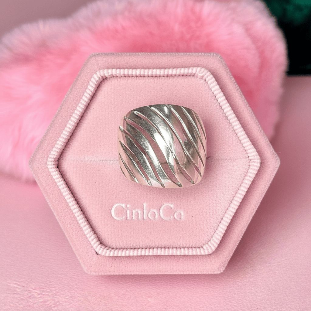Sterling Silver Vintage Stripe Ring