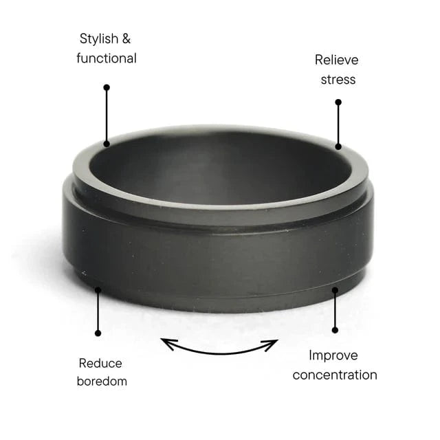 Sleek Black Spinner Ring 8mm