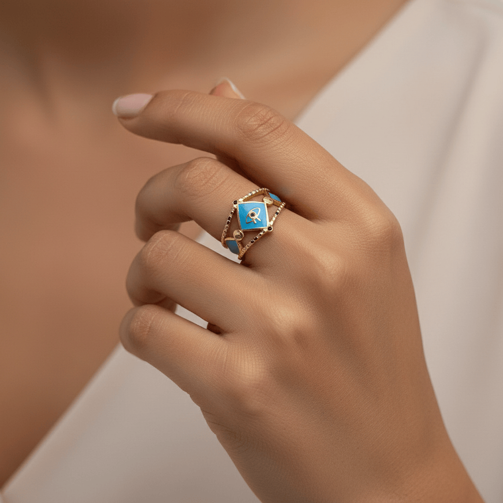 Symmetrical Evil Eye ring