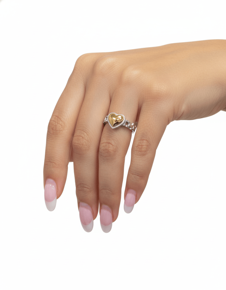 Mix Metal Heart Ring