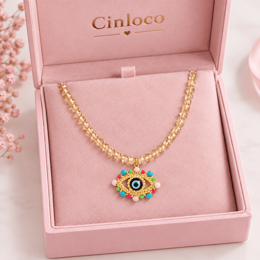Rio Evil Eye Protection Bead Necklace - CinloCo