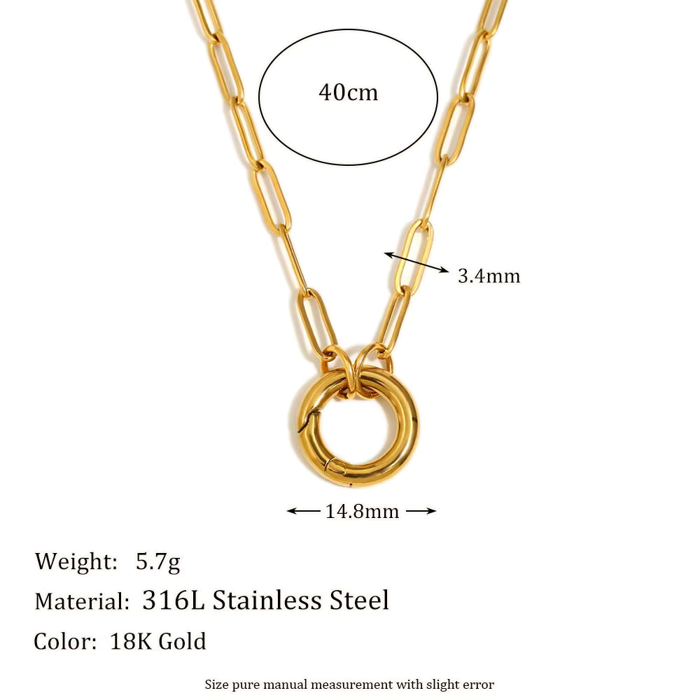 Paperclip Necklace with Charm Clasp