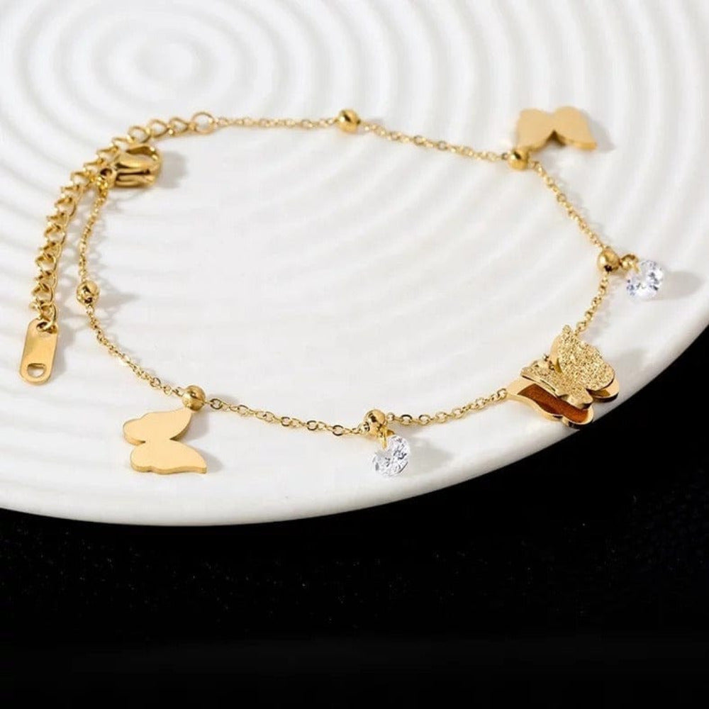 Butterly anklet in gold-cinloco