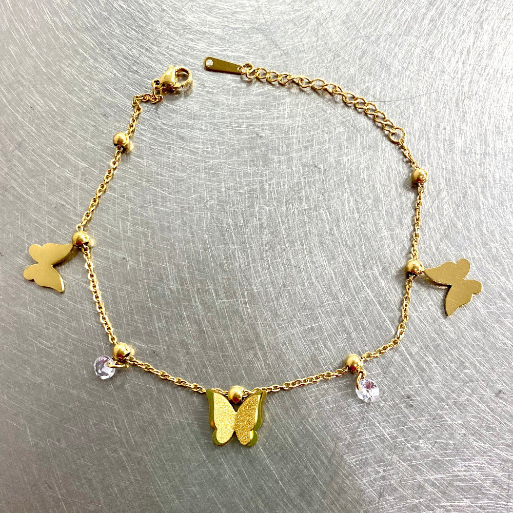 Gold butterfly anklet 