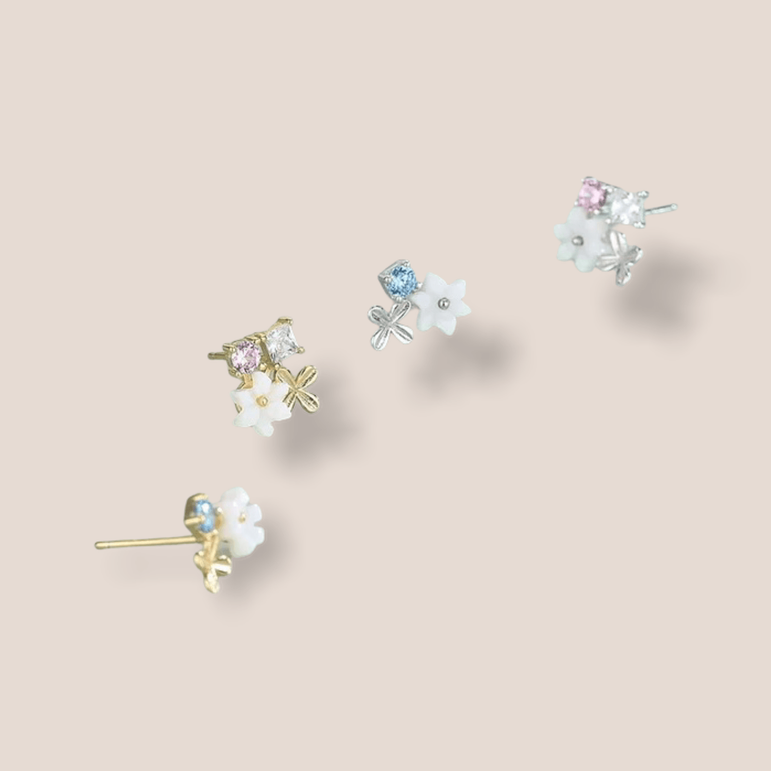 Dainty Flower Sterling Silver Earrings - CinloCo