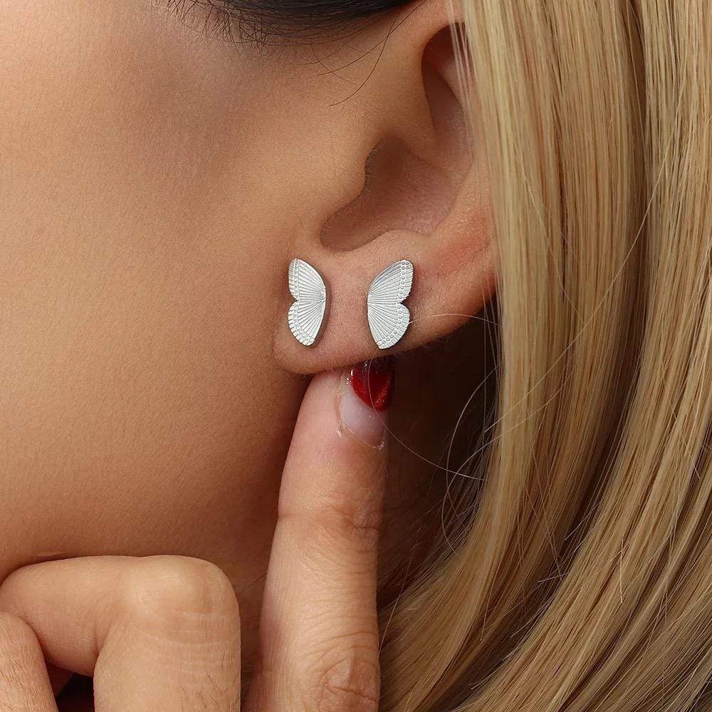 SIlver double stud earrings- CinloCo