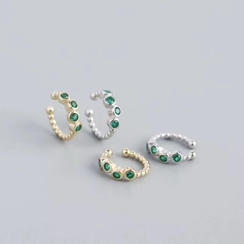 Emerald green ear cuff-single - CinloCo