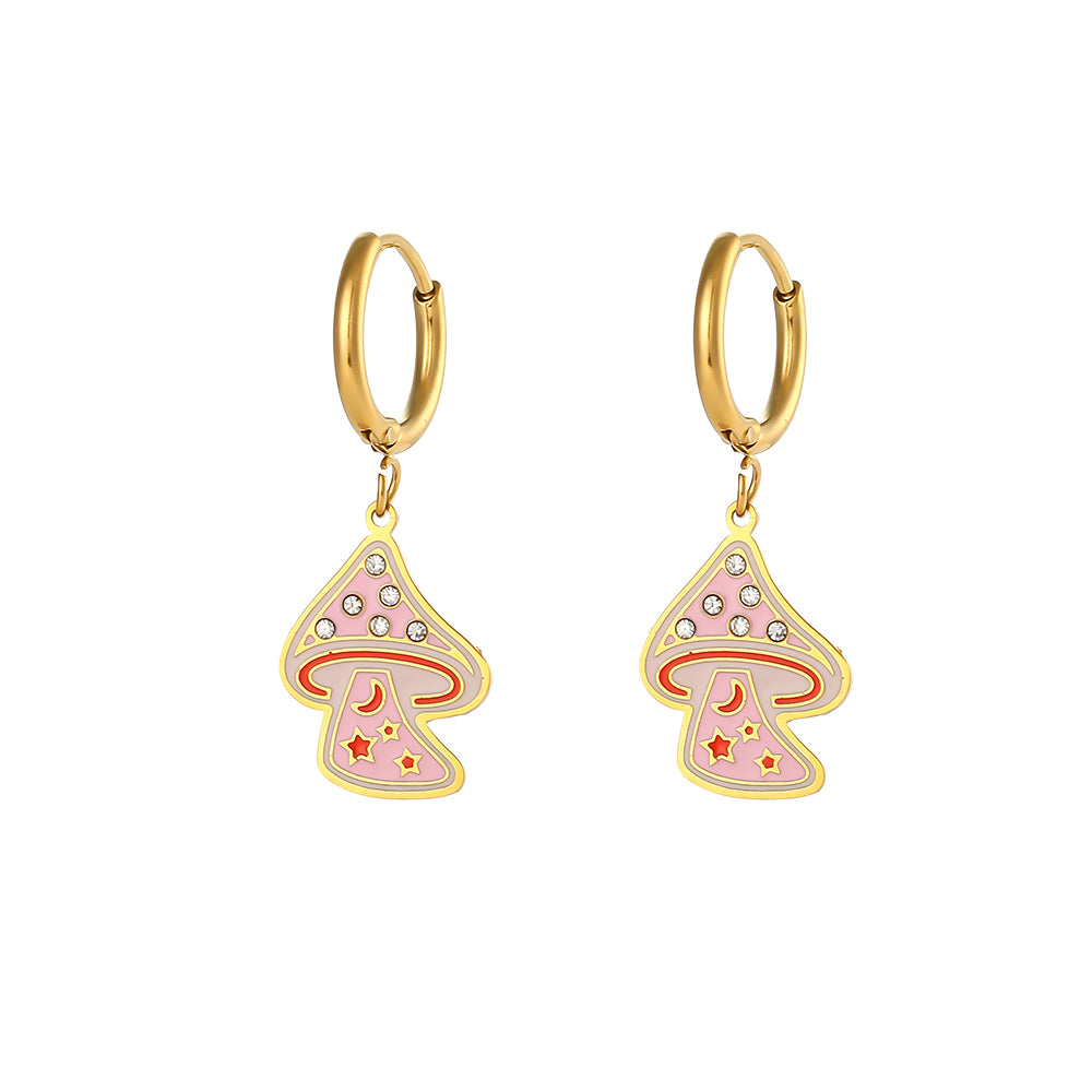 Pink Mushroom Ring & Earrings Set - CinloCo