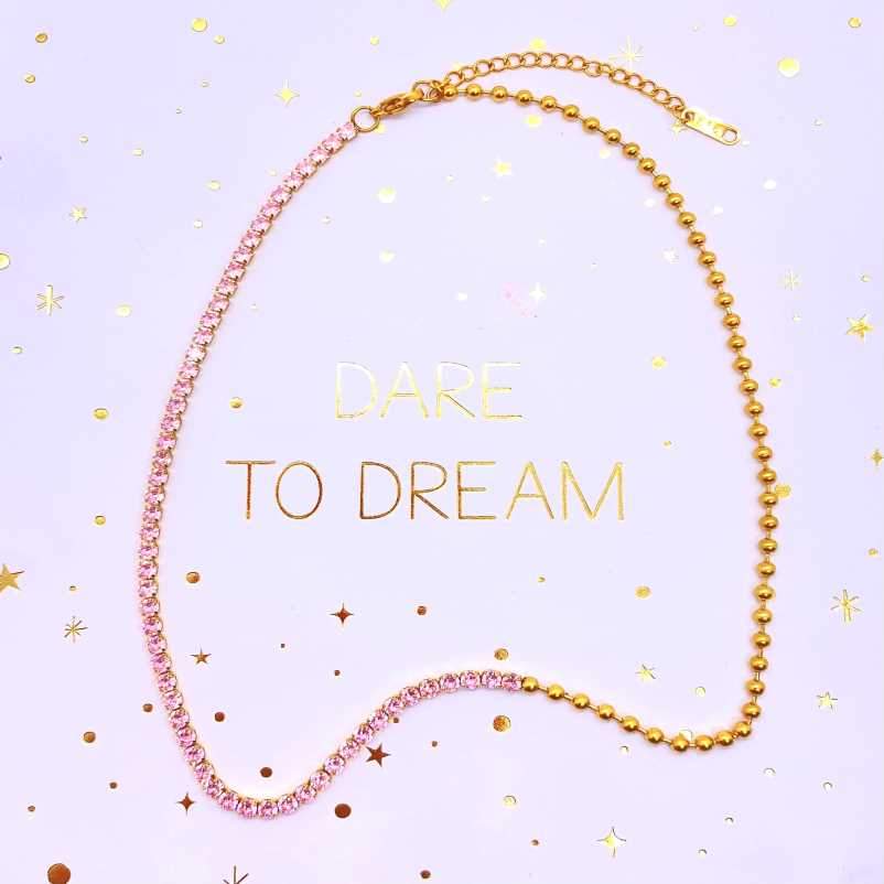 gold Tennis and beads chain necklaces- CinloCo - CinloCo