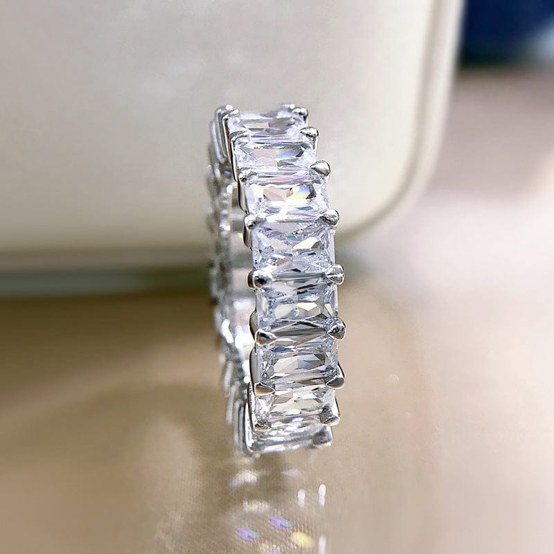The Eternal is a silver emerald cut engagement ring- CinloCo