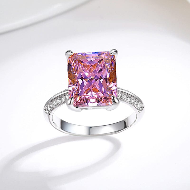 The jlo ring large pink stone in silver ring- CinloCo