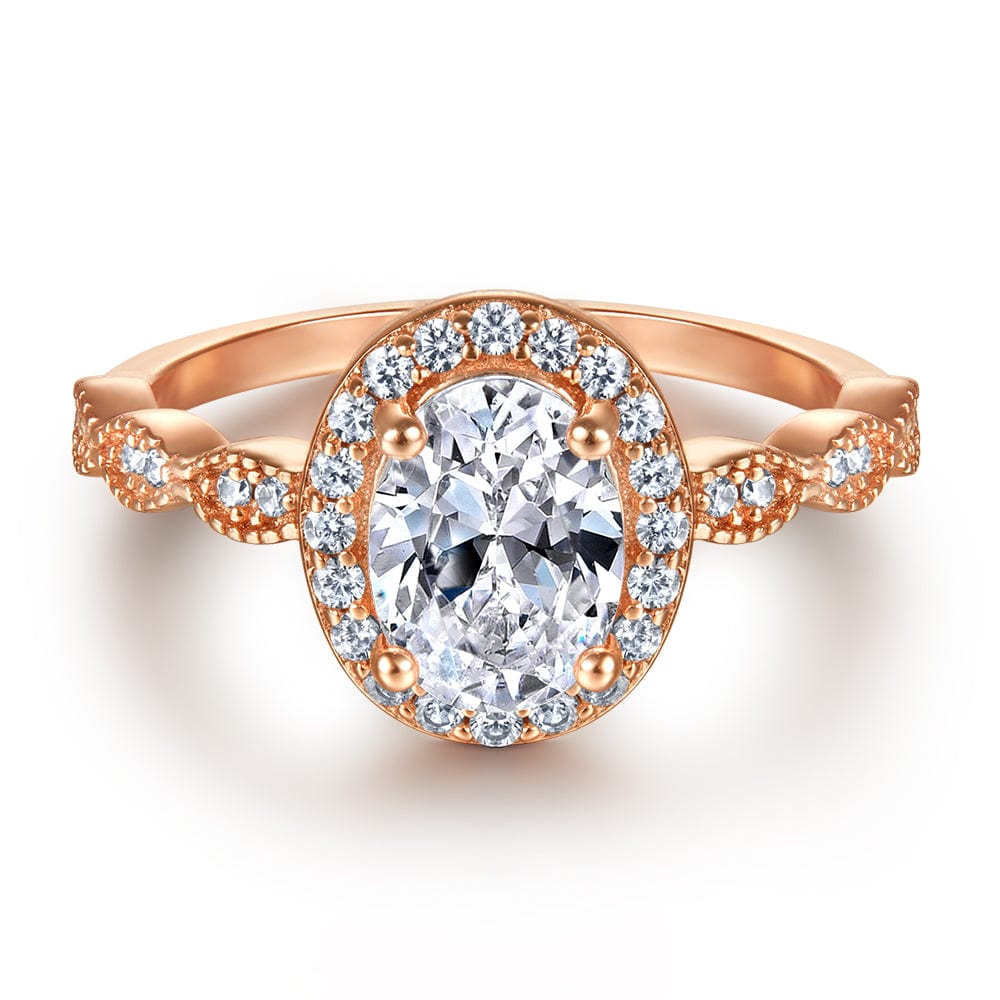 ring 9 - CinloCoThe beauty rose gold moissanite ring set in sterling silver with 18k gold plating- CinloCo