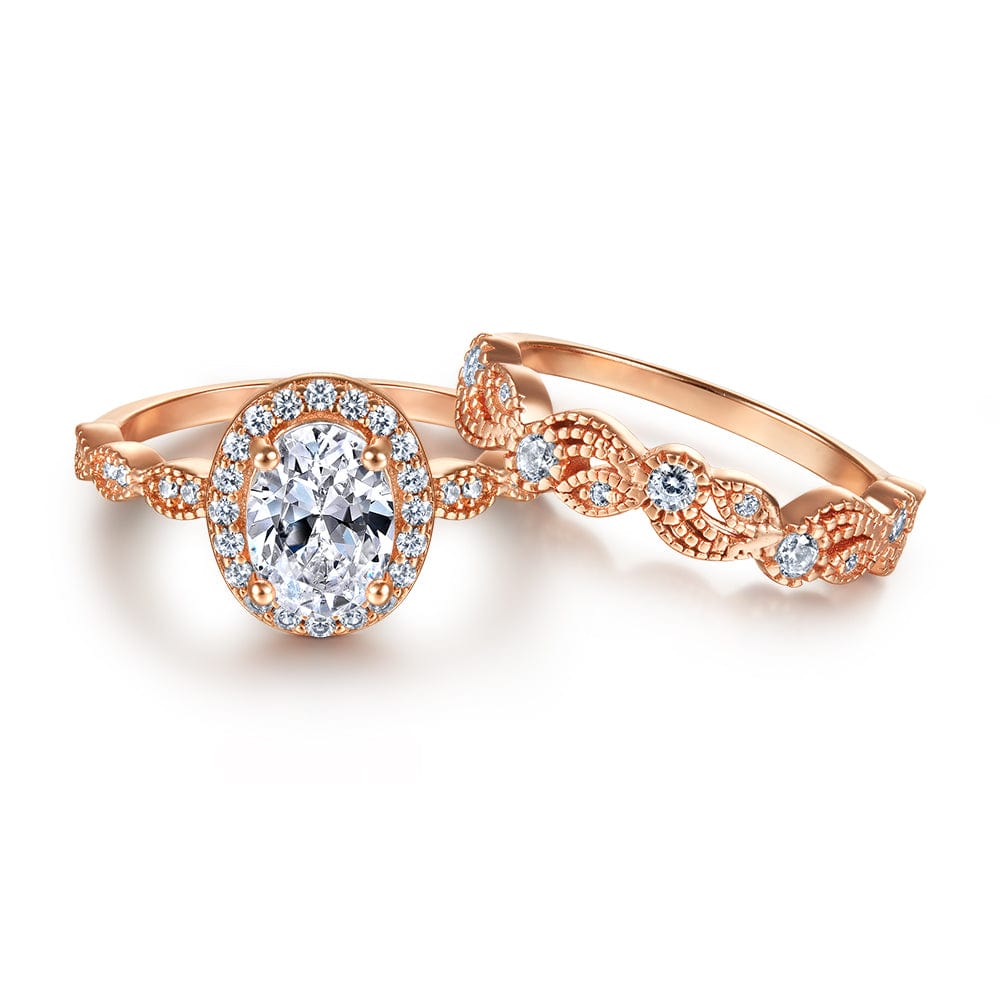 ring 9 - CinloCoThe beauty rose gold moissanite ring set in sterling silver with 18k gold plating- CinloCo