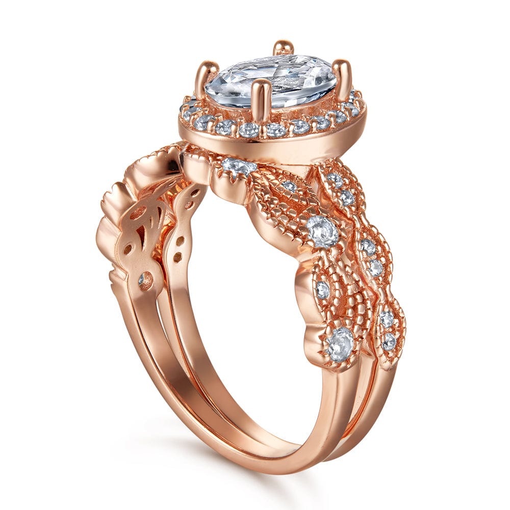 ring 9 - CinlThe beauty rose gold moissanite ring set in sterling silver with 18k gold plating- CinloCooCo