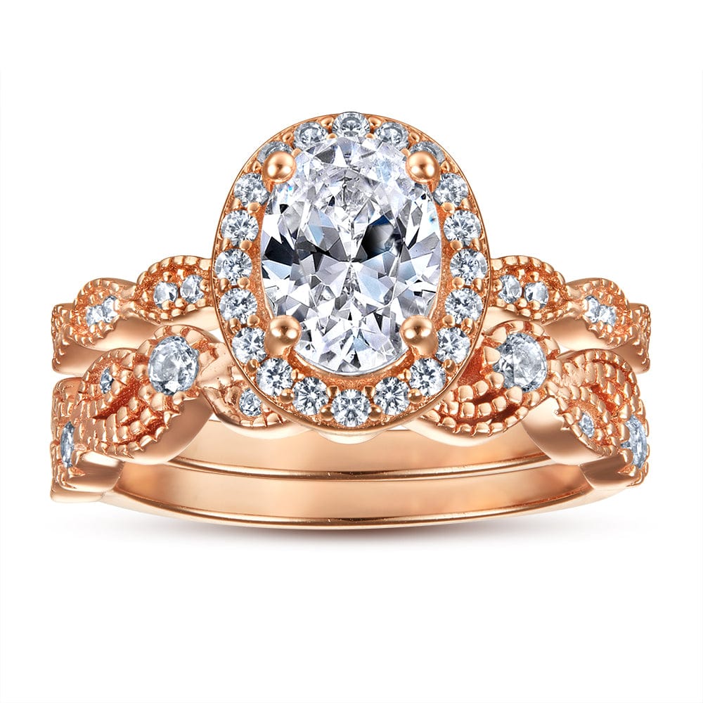 The beauty rose gold moissanite ring set in sterling silver with 18k gold plating- CinloCo